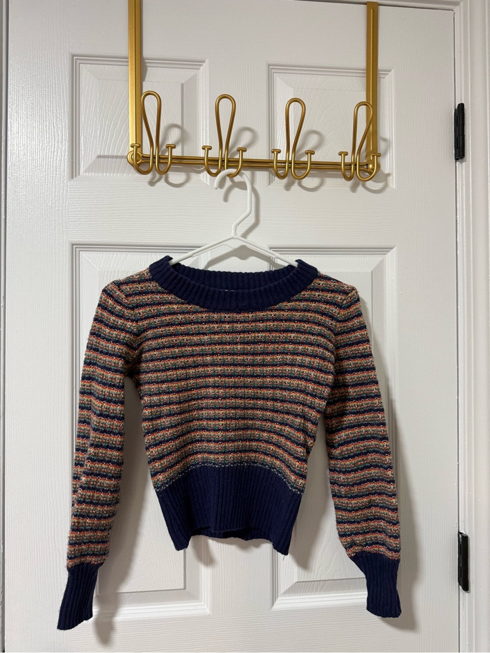 Madewell Navy Striped Scoopneck Multicolor Knit Sweater